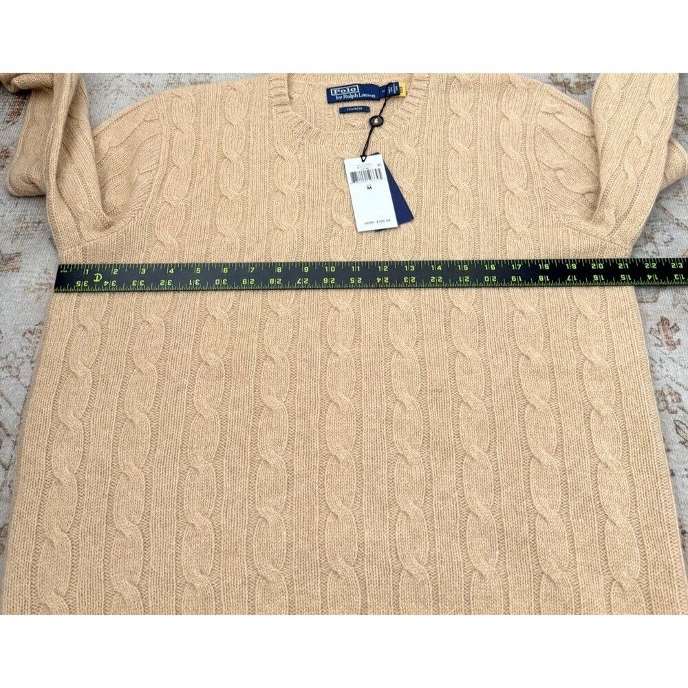 Polo Ralph Lauren Men’s The Iconic Cable Knit Cashmere Sweater Brown Size M NWT - Picture 10 of 11